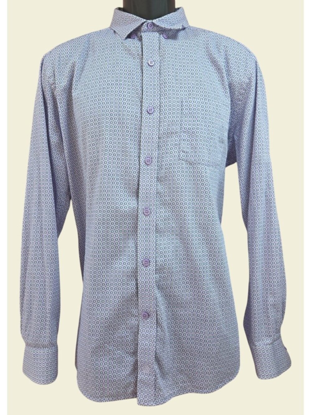 Johnston & Murphy Mens Purple Geometric Print Shirt Large